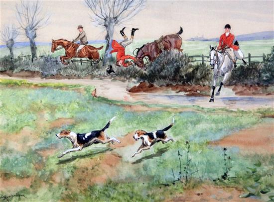 George Derville Rowlandson (1861-1930) A Nasty Spill 7.5 x 10in.